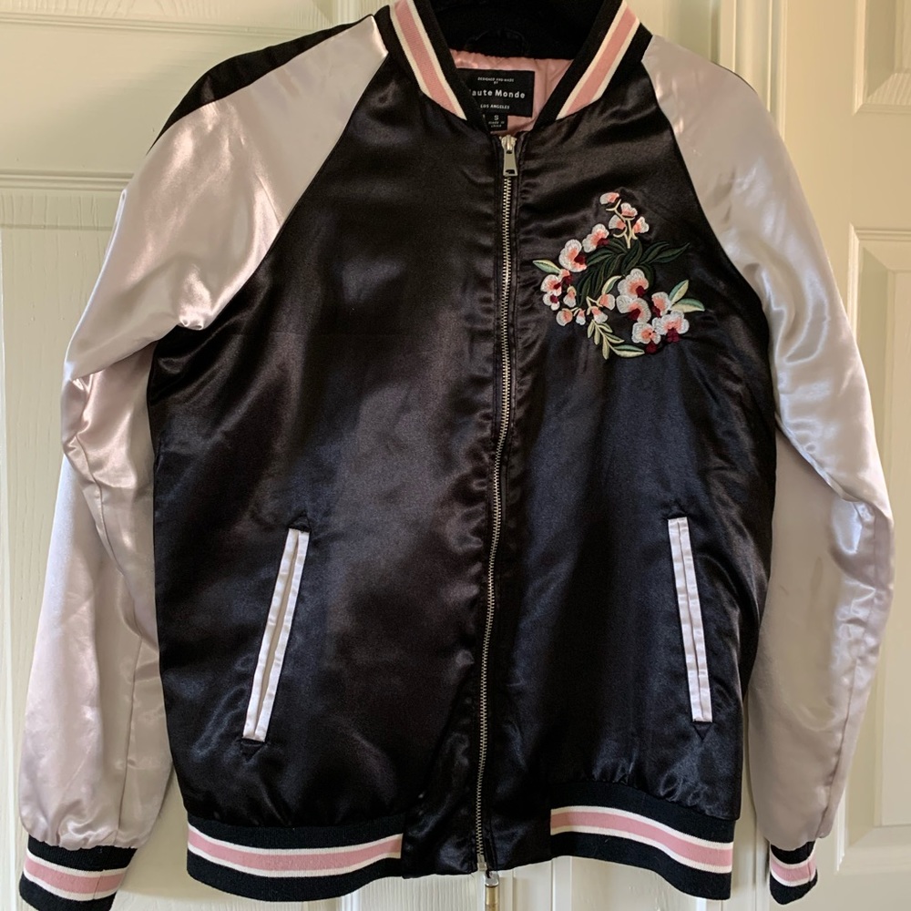 Japanese Embroidery Women’s Silk Bomber Jacket